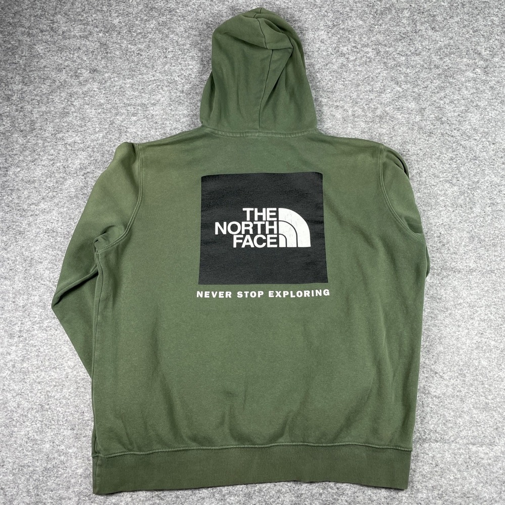 The North Face Hoodie Mens Large Green Never Stop Exploring Box Pullover